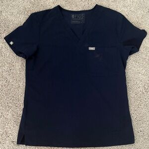 Figs Deep Blue V-Neck Scrub Top